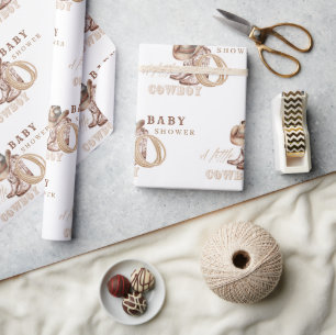 Cowboy Baby Shower Watercolor Rustic Wrapping Paper