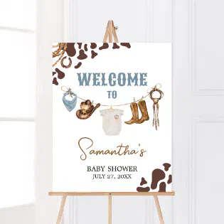 Cowboy Baby Shower Welcome Poster Cowboy Baby Shower Welcome Poster