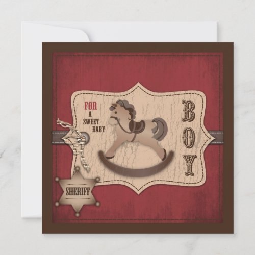 Cowboy Baby Square Personalized Invitations
