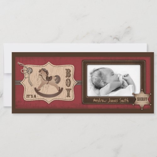 Cowboy Baby Tall Announcement Card