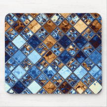 Cowboy Bandana Blue Mosaic Pattern Original Art