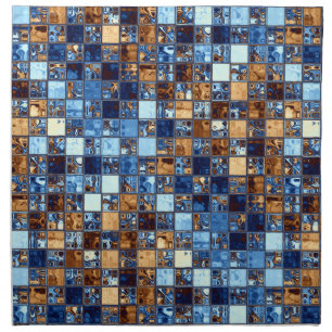 Cowboy Bandana Blue Mosaic Pattern Original Art Napkin