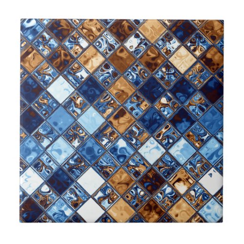Cowboy Bandana Blue Mosaic Pattern Original Art Tile