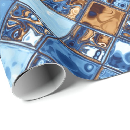 Cowboy Bandana Blue Mosaic Pattern Original Art Wrapping Paper