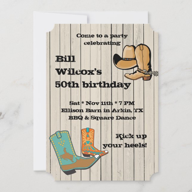 Cowboy BBQ and Square Dancce Party Invitation (Front)