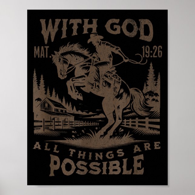 Cowboy Bible Scripture Verse Western Jesus For Men Poster (Front)