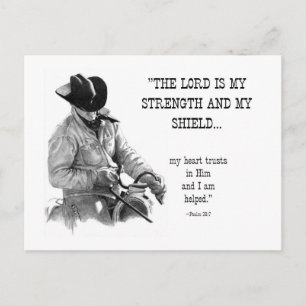 COWBOY: BIBLE: STRENTGH, SHIELD: PENCIL REALISM POSTCARD