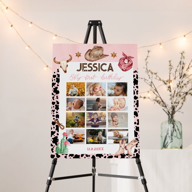 Cowboy Birthday 1st Rodeo Birthday Party  Foam Board (In Situ (Stand))