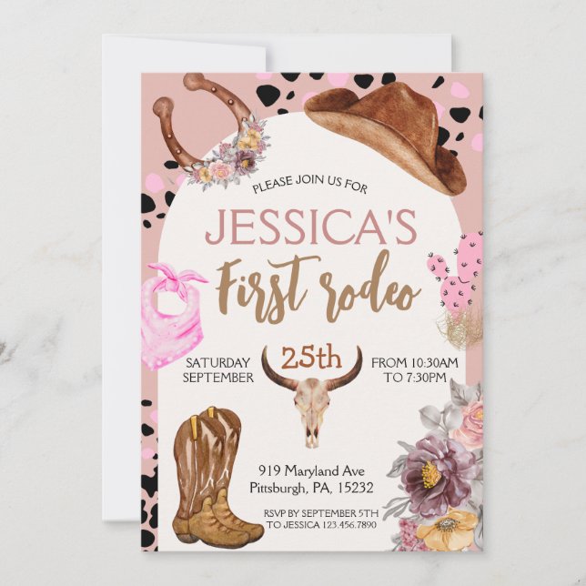 Cowboy Birthday 1st Rodeo Birthday Party Invitation (Front)