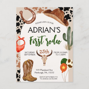Cowboy Birthday 1st Rodeo Birthday Party Postcard
