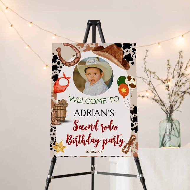 Cowboy Birthday 2d Rodeo Birthday Party Foam Board (In Situ (Stand))