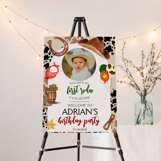 Cowboy Birthday 2d Rodeo Birthday Party Foam Board (In Situ (Stand))