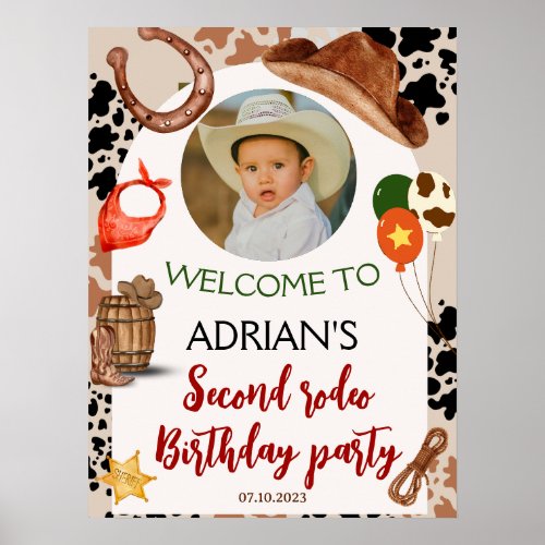 Cowboy Birthday 2d Rodeo Birthday Party Poster