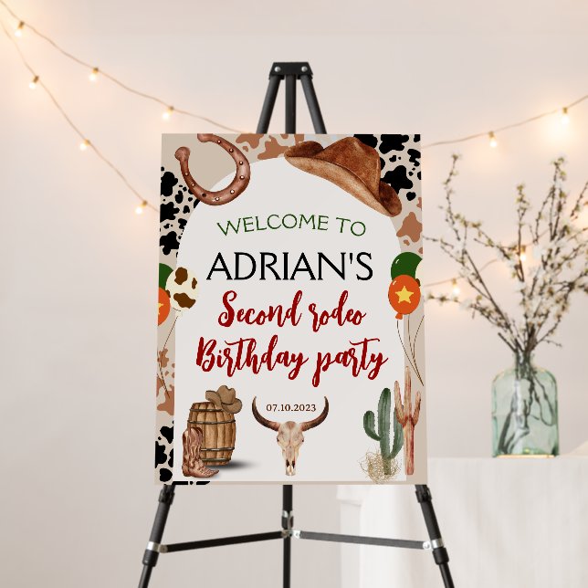 Cowboy Birthday 2nd Rodeo Birthday Party Foam Board (In Situ (Stand))