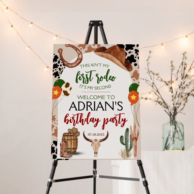 Cowboy Birthday 2nd Rodeo Birthday Party  Foam Board (In Situ (Stand))