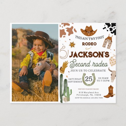 Cowboy Birthday 2nd Rodeo Birthday Party Postcard