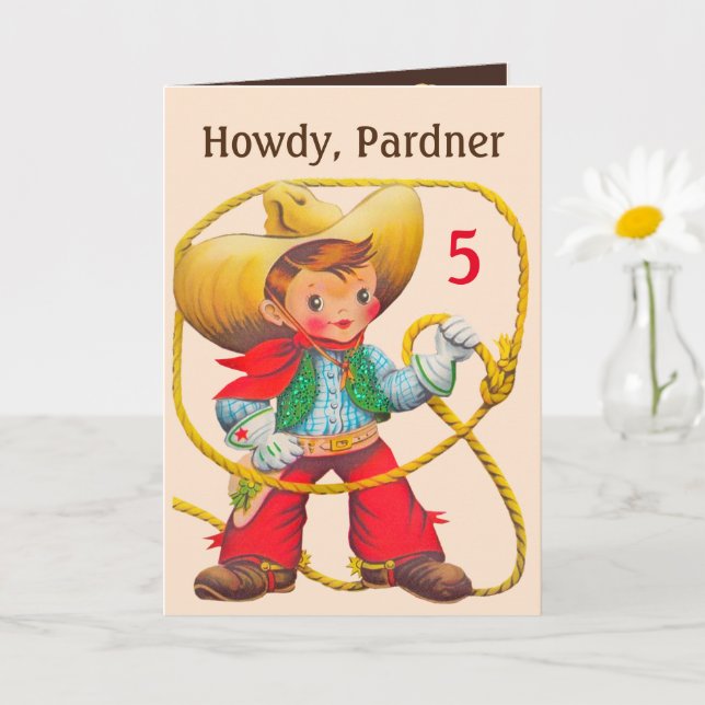 Cowboy Birthday Add Age and Name Custom Card (Small Plant)