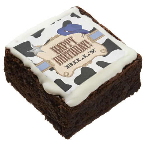 Cowboy Birthday Custom Printed Edibles Chocolate Brownie