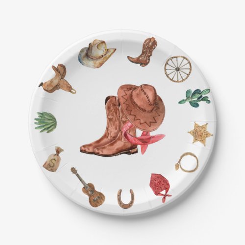 Cowboy Birthday First Rodeo Western Paper Plates