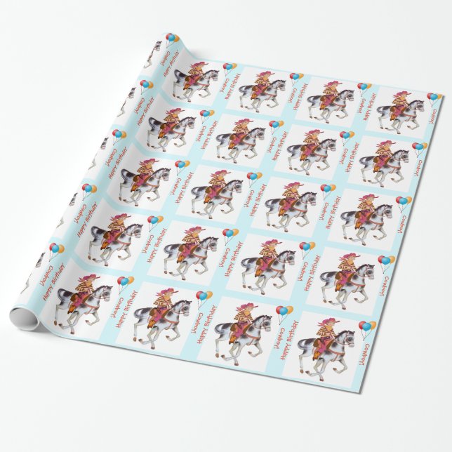 Cowboy Birthday Gift Wrap (Unrolled)