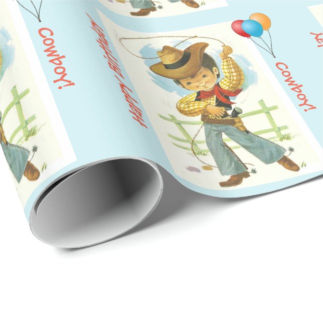 Cowboy Birthday Gift Wrap (Roll Corner)