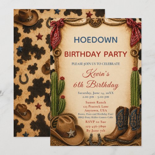 Cowboy Birthday Hoedown Party Invitation