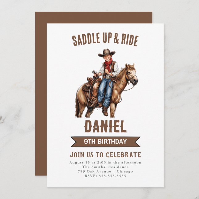 Cowboy Birthday Invitation (Front/Back)