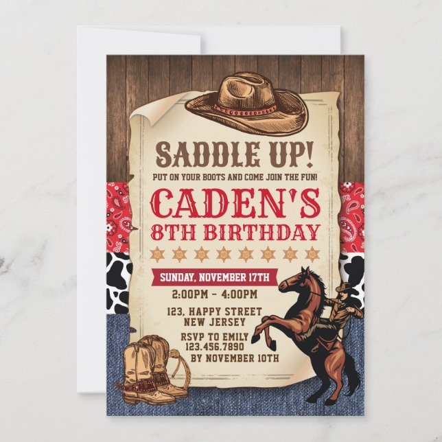 Cowboy Birthday Invitation (Front)