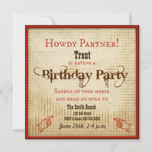 Cowboy Birthday Invitation