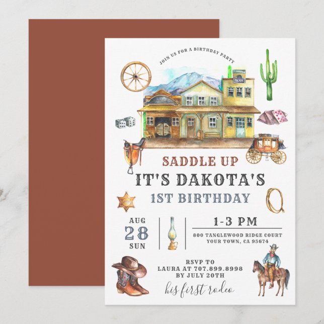 Cowboy Birthday Invitation (Front/Back)