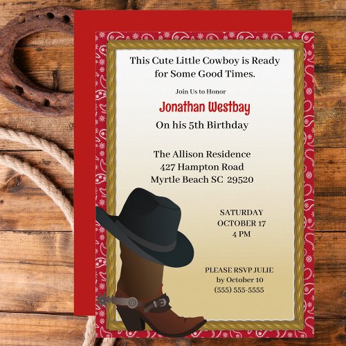 Cowboy Birthday Invitation