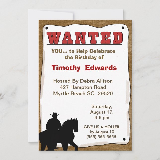 Cowboy Birthday Invitation (Front)