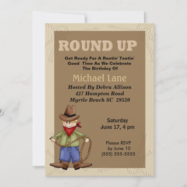 Cowboy  Birthday Invitation (Front)