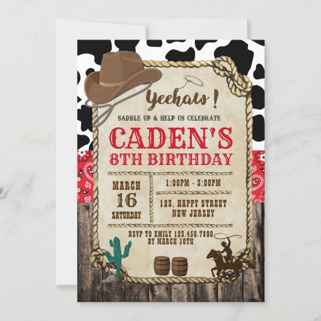 Cowboy Birthday Invitation (Front)