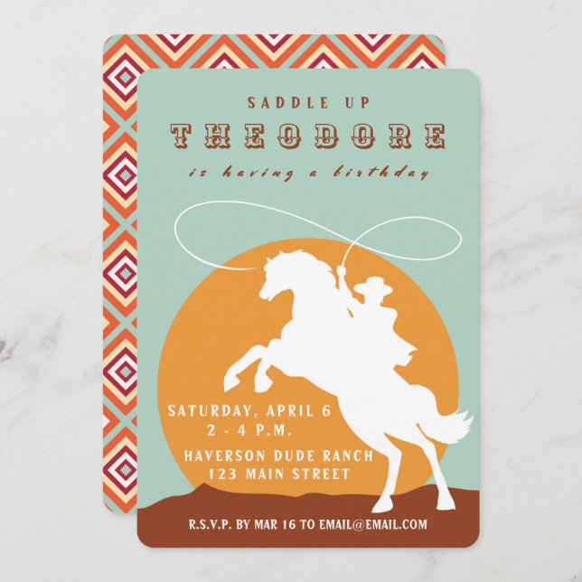 Cowboy Birthday Invitation (Front/Back)