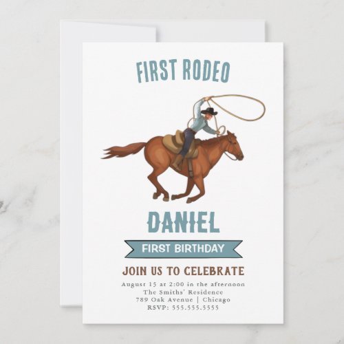 Cowboy Birthday Invitation 1st Rodeo Invitation