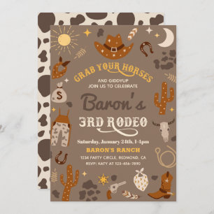 Cowboy Birthday Invitation   3rd Rodeo Invitation