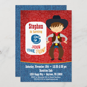 Cowboy Birthday Invitation Boy Rodeo Western
