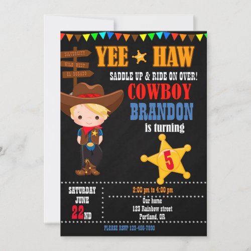 Cowboy birthday invitation Country Western Ranch
