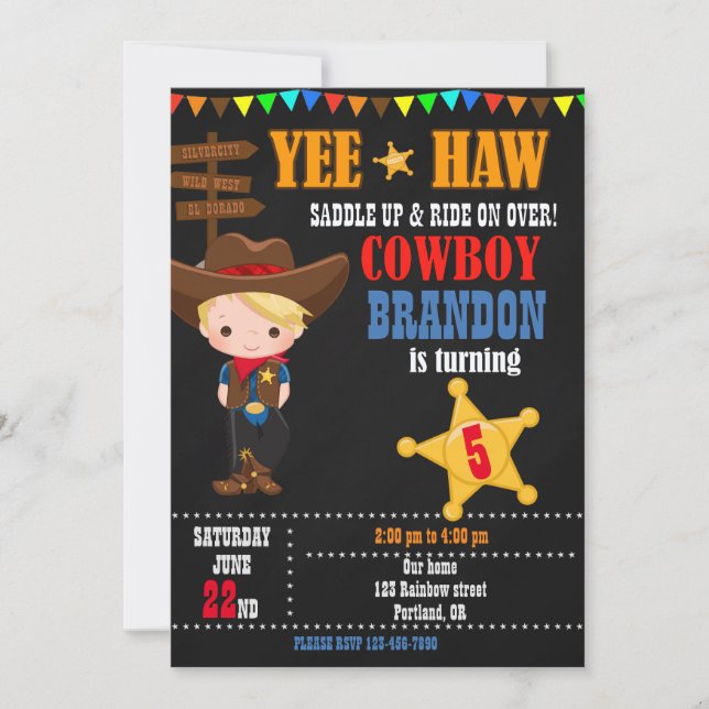 Cowboy birthday invitation Country Western Ranch (Front)