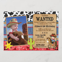 Cowboy Birthday Invitation-Wanted, Western Theme Invitation