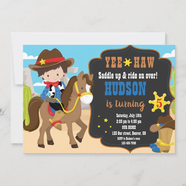 Cowboy birthday invitation Western invitation boy (Front)