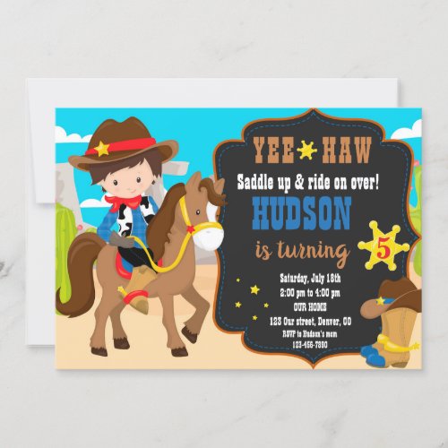 Cowboy birthday invitation Western invitation boy