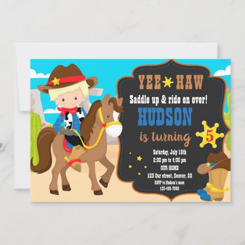 Cowboy birthday invitation Western invitation boy