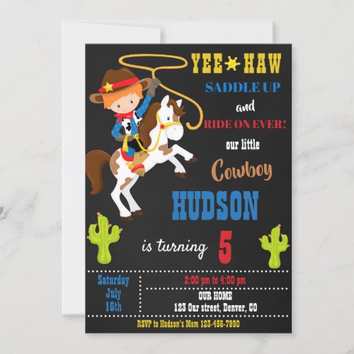 Cowboy birthday invitation Wild west rodeo party