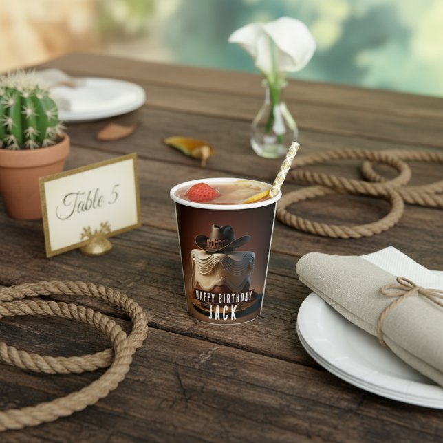 Cowboy Birthday Paper Cup – Rustic Western Cake (Creator Uploaded)