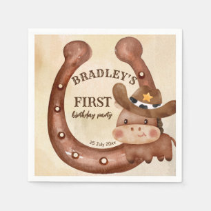Cowboy birthday party baby horse in a hat custom napkins