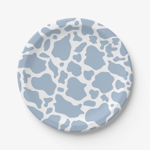 Cowboy Birthday Party Blue Cow Print Paper Plates