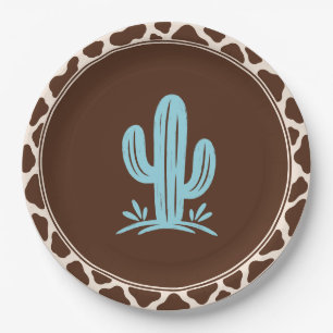 Cowboy Birthday Party Cactus Cow Print Western Paper Plates