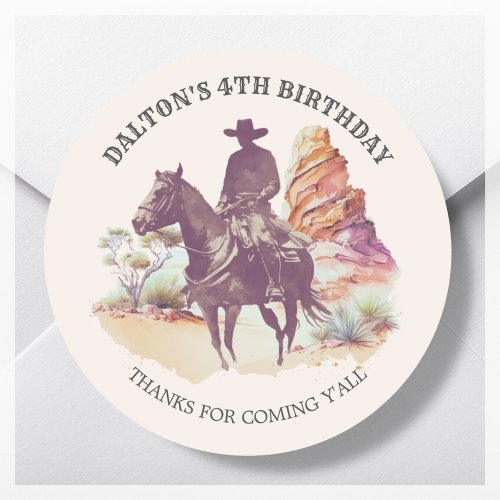 Cowboy Birthday Party Favor Stickers